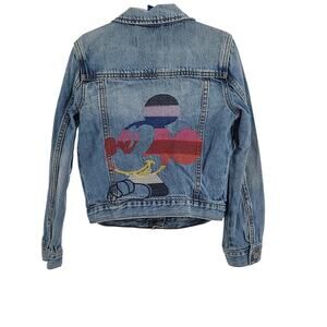 Gap Kids Disney jacket denim blue Size Medium (8-9) Embroidered Mickey mouse